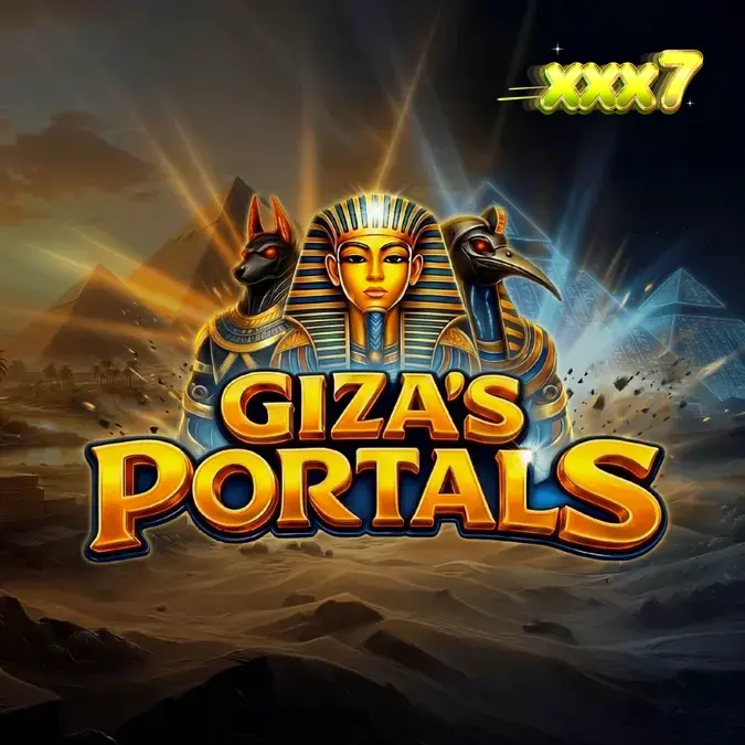 Interface do jogo de slot Giza's Portals com temática egípcia