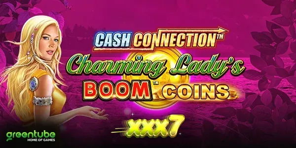 Interface do jogo de slot Cash Connection Charming Lady’s Boom Coins
